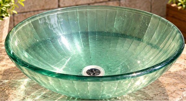 Bachá de Apoyo en Cristal Verde Esmeralda con Diseño Radial - imagen 1