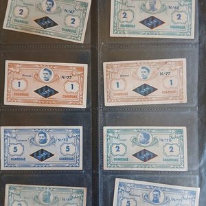 Conjunto de 8 Billetes Promocionales "Charruas" L.F.C. (1961) de Colección - imagen 1