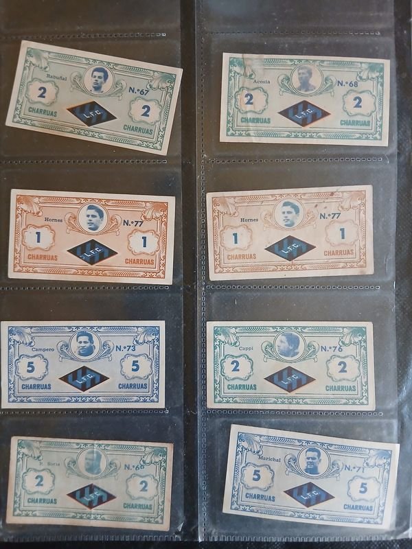 Conjunto de 8 Billetes Promocionales "Charruas" L.F.C. (1961) de Colección