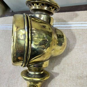 Farol de Carruaje Antiguo de Bronce con Vidrio y Adaptación Eléctrica - imagen 1