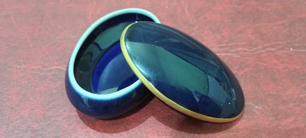 Joyero Frances De Colección Limoges En Azul Cobalto Y Bordo En Oro - imagen 1