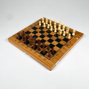 Juego de ajedrez y backgammon completo, tablero madera 34 x 34 cm - imagen 2