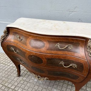 Cómoda Estilo Luis XV Rococó Francés Bombé con Mármol - imagen 5