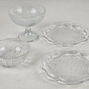 5 Despojadores y Cuenco de Cristal Checoslovaco con Detalles Florales - imagen 4