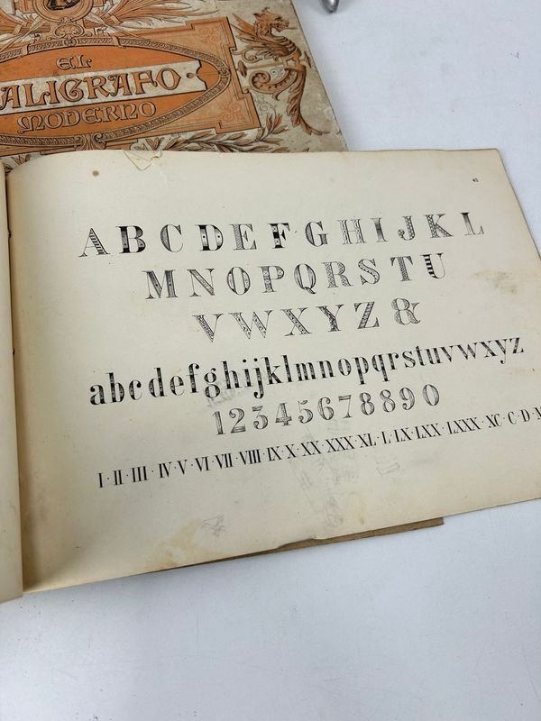 El Caligrafo Moderno en 2 Tomos - Libros Antiguos con Caligrafía - imagen 3
