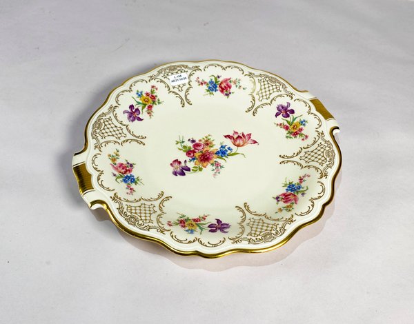 Centro de Porcelana Bavaria Scherzer con Decorado Floral y Borde Dorado - imagen 1