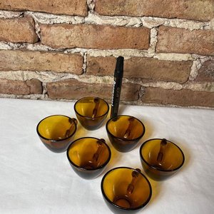 Juego de 6 Pocillos para Café de Vidrio Ámbar Antiguos - imagen 3