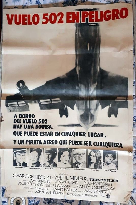 Poster Original "Vuelo 502 en Peligro" (Skyjacked) - Charlton Heston - 1972