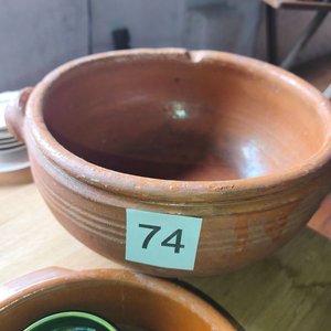 Juego de Barro: Olla Grande y Dos Fuentes Verdes - imagen 2