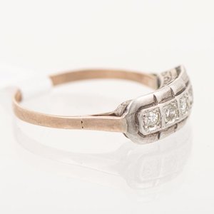 Anillo de Oro y Plata con 5 Brillantes - imagen 2