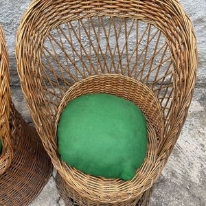 Par de Sillones de Mimbre con Almohadones Verdes - imagen 3