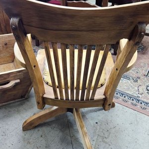 Sillón de Escritorio Antiguo de Roble Macizo Restaurado - imagen 2