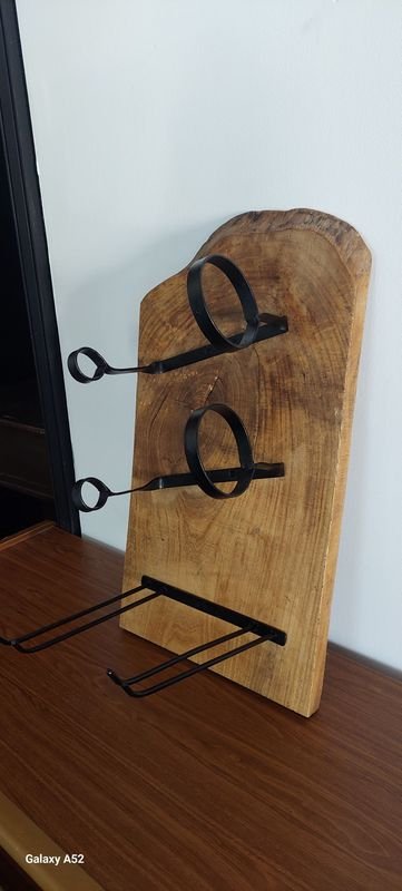 Estante para vinos y copas en madera y hierro - imagen 6