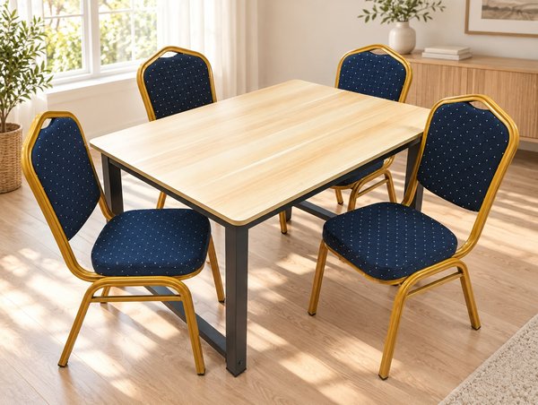 Juego de Comedor Estilo Industrial con 4 Sillas Tapizadas - imagen 1