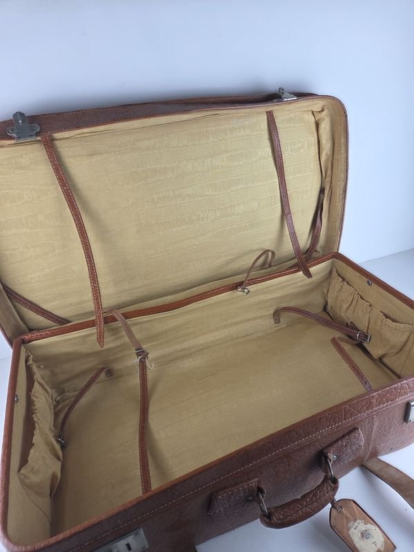 Antigua valija en cuero legítimo para viajar - imagen 6