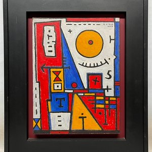Composición en Colores Primarios de Rodolfo Visca - Acrílico sobre Cartón Firmado y Fechado 2002 - imagen 2