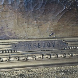 Óleo del Siglo XIX firmado por Bredov: Paisaje con Edificio y Árboles - imagen 5