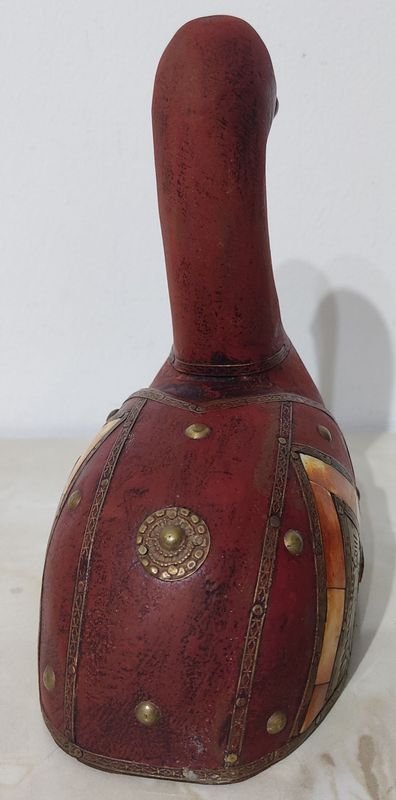 Antiguo Pato de Madera Decorado con Bronce, Coleccionable - imagen 5