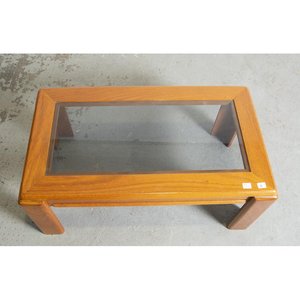 Mesa de Sala con Tapa de Vidrio Biselado y Marco de Madera - imagen 3