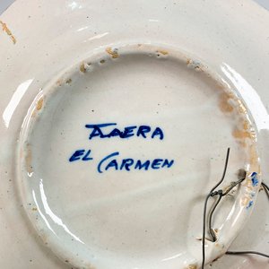 Plato Hondo de Cerámica Talavera El Carmen Blanco y Azul Decoración Floral - imagen 4