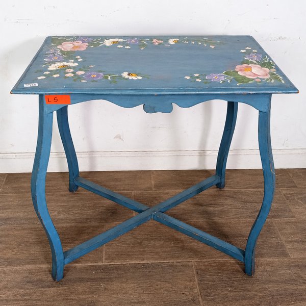 Mesa Auxiliar Vintage Pintada a Mano con Flores - imagen 1