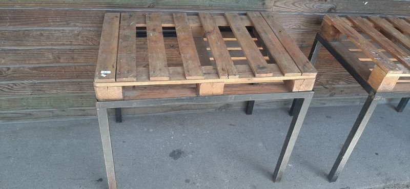 MESA DE PALETS PATAS DE HIERRO 66 X 1 X 83 ALTO - imagen 2