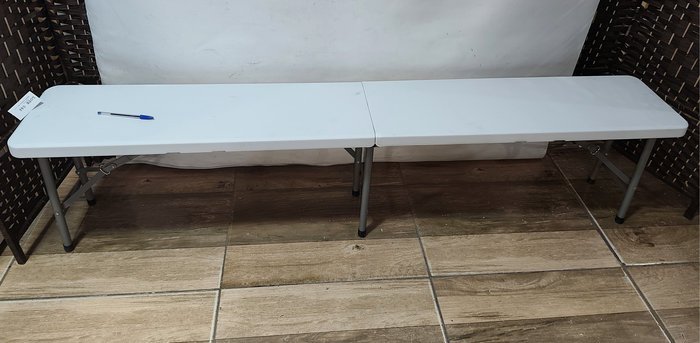 Banco Plegable Blanco de PVC para Exterior con Estructura Metálica