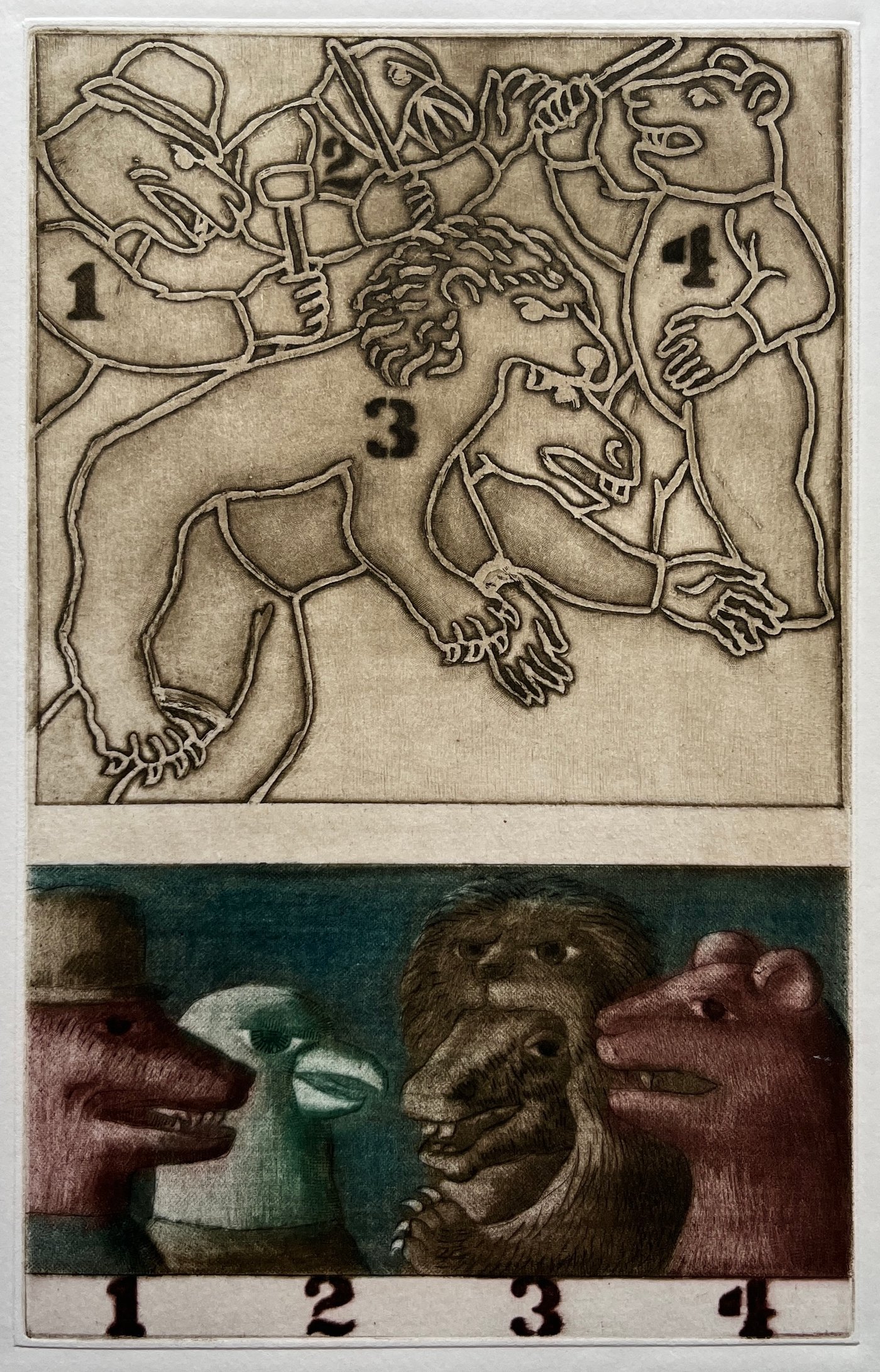 Grabado "El asno disfrazado de león" de Luis Alberto Solari - Edición 155/200
