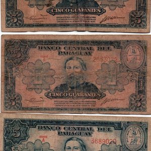 3 Billetes de 5 Guaraníes Paraguay - imagen 1