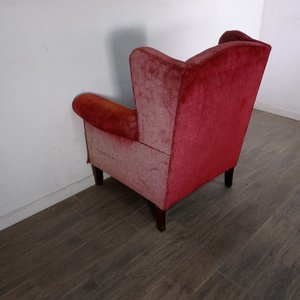 Sillón Berger Rojo con Tapizado Desgastado por el Sol - imagen 10