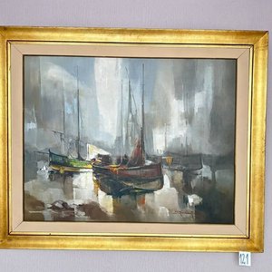 Lote siguiente: Cuadro "Los Barcos" con Marco Dorado