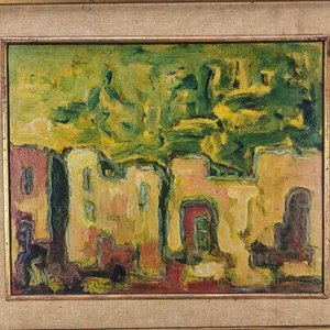 Acrílico sobre Fibra "Paisaje Urbano" de Juan Ángel Viera Firmado - imagen 4