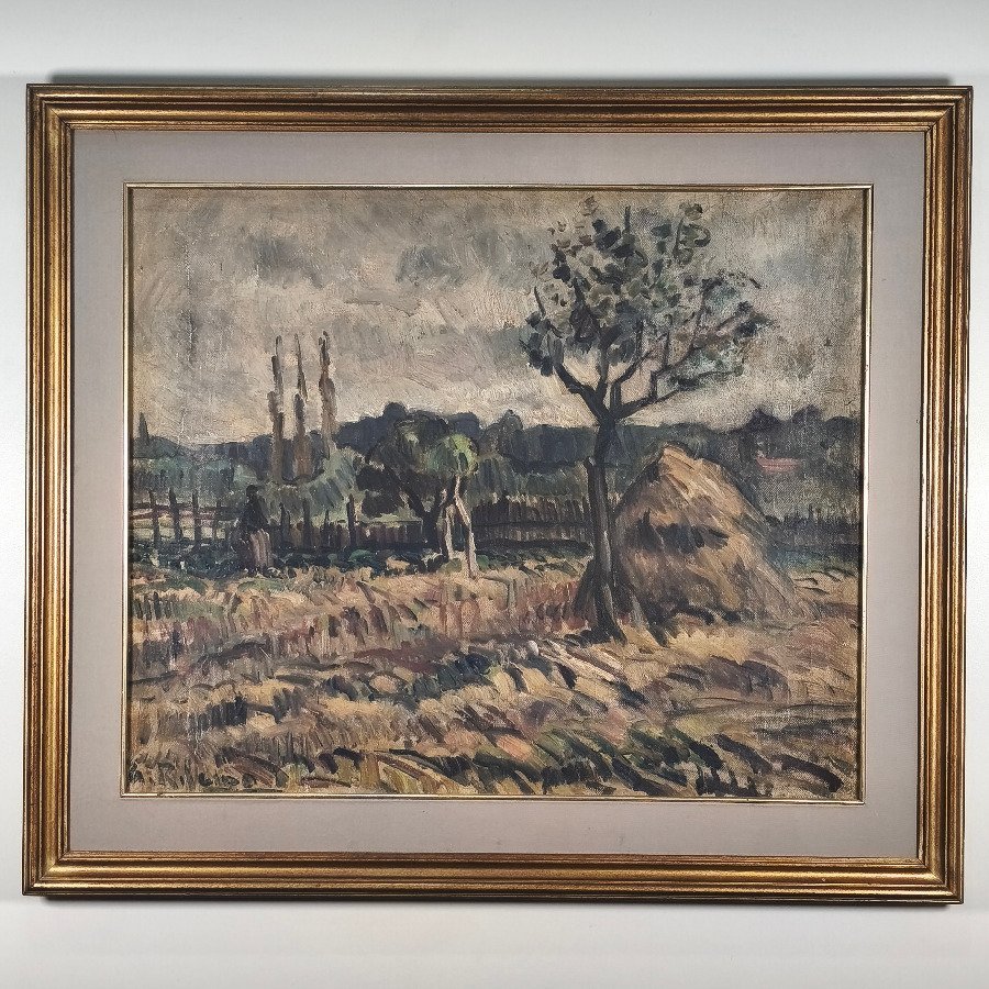 Alceu Ribeiro - Óleo sobre Lienzo "Escena Natural de Chacra"