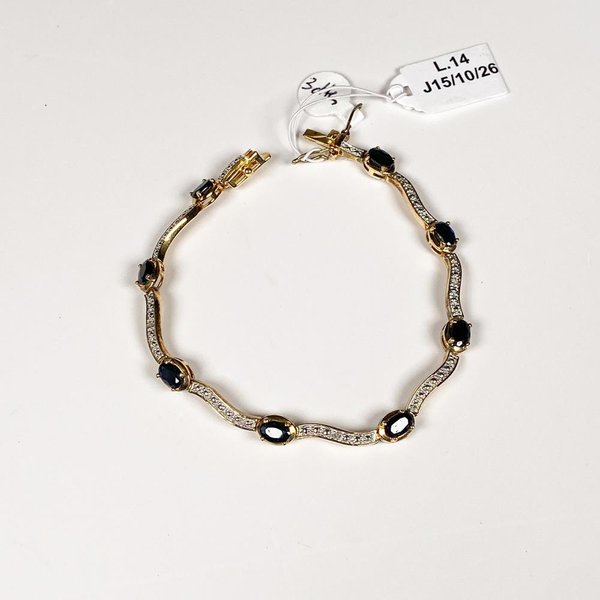 Pulsera de Plata con Baño de Oro, Zafiros y Diamantes - 19 cm - imagen 1