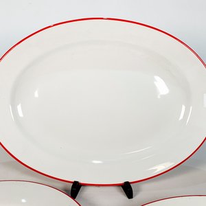 Juego de 3 Fuentes de Loza Olmos Blancas con Borde Rojo - imagen 2