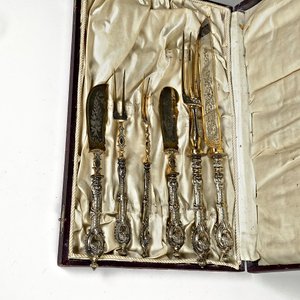 Estuche con Seis Cubiertos de Servir de Plata Decorada - imagen 2