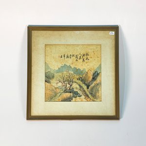 Cuadro Acuarela Estampa Japonesa: Paisaje Campestre con Manchas - imagen 1