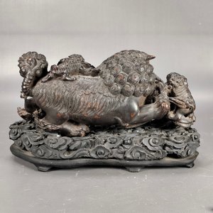 Figura Estilo Asiático Perro Foo con Cachorros en Resina - imagen 8