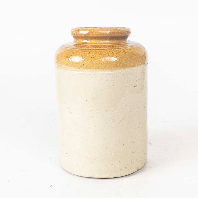 Tarro de Gres Beige y Marrón con Fisura - 26 cm