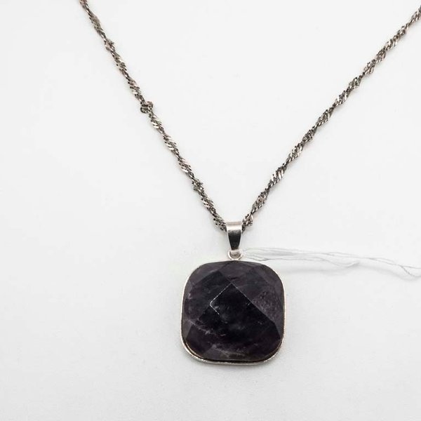 Cadena de Plata con Dije de Amatista Facetada - imagen 1