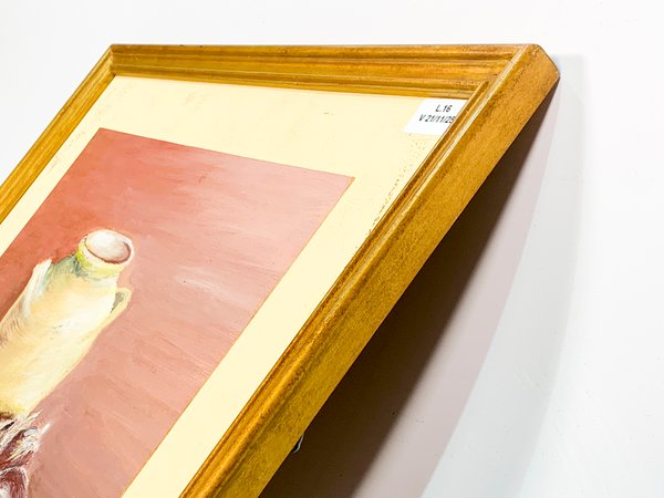 Pintura óleo en cartón, Jarrón y cebollas coloradas - imagen 3