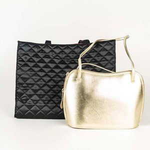 Par de Carteras: Bolso Dorado y Bolso Negro Capitoné - imagen 1