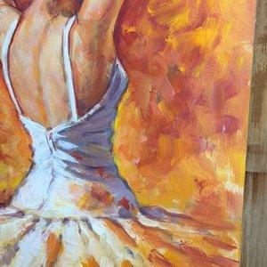 Bailarina de Flamenco, Óleo sobre Cartón por Eduardo Díaz - imagen 3