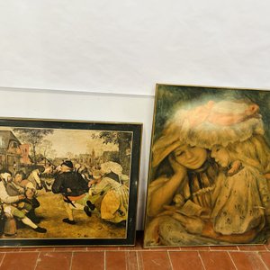 Tres Láminas Enmarcadas: Escenas Campestres y Retrato - imagen 2