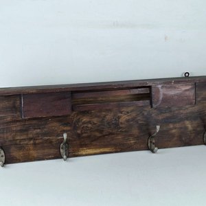 Repisa Antigua de Madera con Ganchos para Colgar - imagen 2