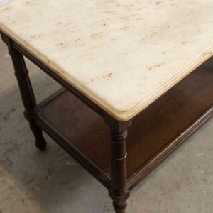 Mesa de Sala con Tapa de Mármol y Estante - imagen 2