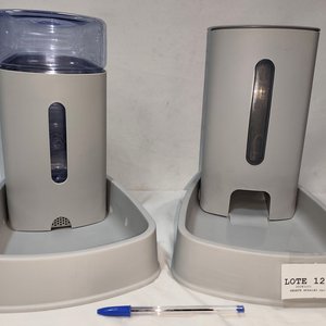 Juego de Comedero y Bebedero Automático para Mascotas, Gris - imagen 1