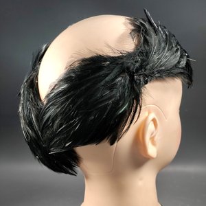 Antiguo Tocado de Plumas Negras con Perlas para Eventos Nocturnos - imagen 8