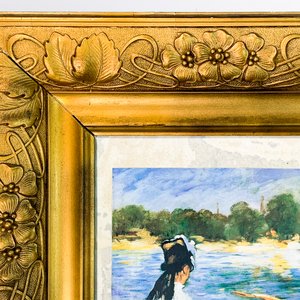 Cuadro "Dama y Barca" Reproducción Van Gogh con Marco Dorado - imagen 3