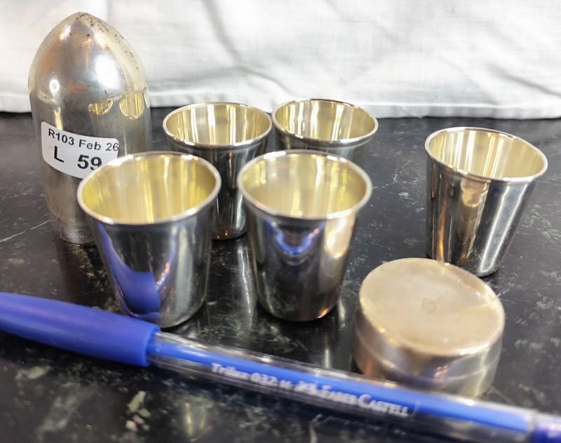 Set de miniaturas para shots en cápsula tipo bala hechas en plata mexicana - imagen 2